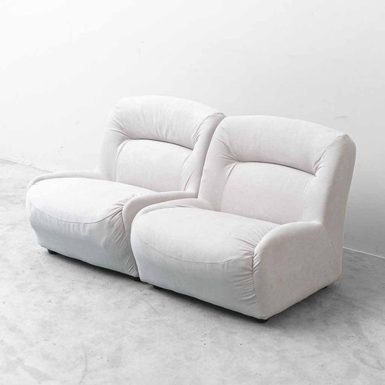 Pair of Vintage White Cotton Lounge Chairs – 70s Design – Chairs and lounge chairs (photo 9 of 9)