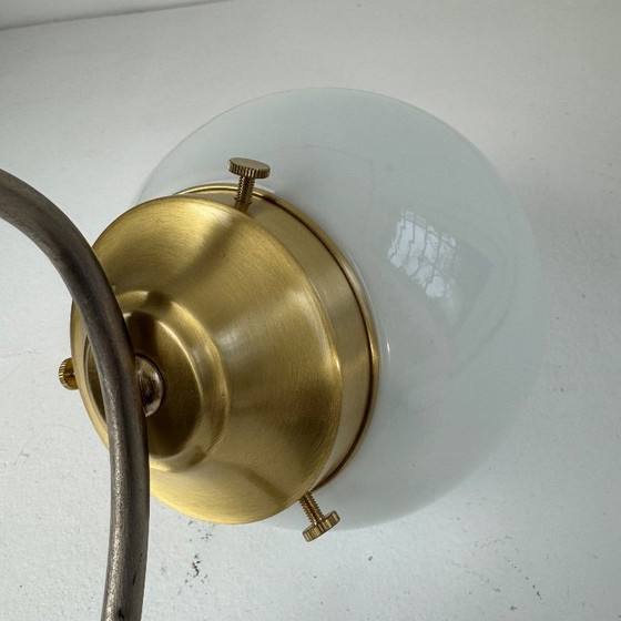 Image 1 of VINTAGE BRASS & OPALINE WALL LIGHT