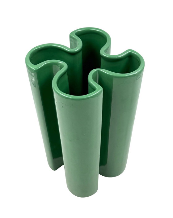 Image 1 of Franco Bettonica, Raro vaso in ceramica verde Space Age, Gabbianelli Italia ca. 1970