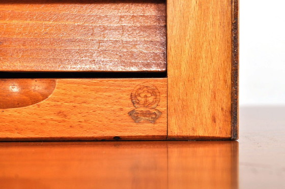 Image 1 of Vintage Beukenhouten Fourniturenkastje, Jaren 50