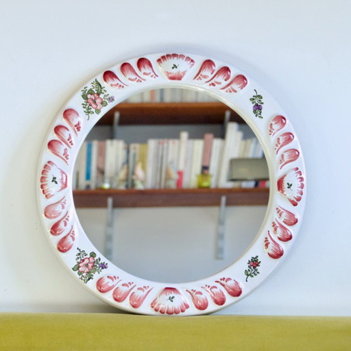 Grande specchio in ceramica fatto a mano da Moustiers di Dellerie