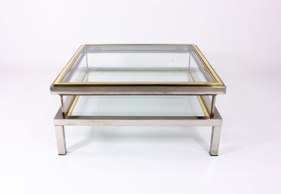 Image 1 of Brass and Chrome sliding top table