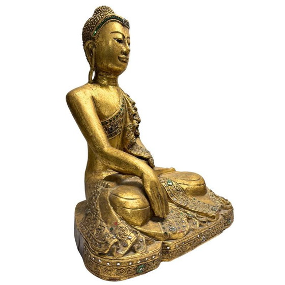Buda Mandalay Birmano del Siglo XIX Calidad Museo – Madera de Teca Maciza (50.5 cm) – Esculturas (photo 2 of 11)