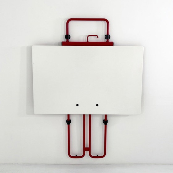 Image 1 of Mesa de pared plegable tubular Clino roja de Mario Mazzer para Magis, década de 1980