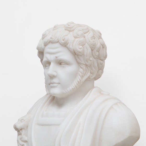 Witte Marmeren Buste van een Romeinse Keizer, 20e Eeuw – Beeldhouwkunst, Marble (photo 4 of 9)