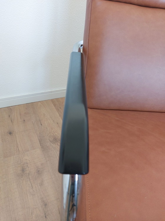 Poltrona in pelle con struttura cromata, stile Gispen, Poltrone, Plastica, Nero (foto 5 di 11)