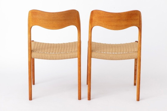 Image 1 of Set of 6 Niels Otto Møller Model 71 Dining Chairs, 1960s, Danish Mid Century Teak Chairs with Danish Cord Seats, Scandinavian De