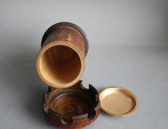 Image 1 of Portasigarette in legno fatto a mano con posacenere