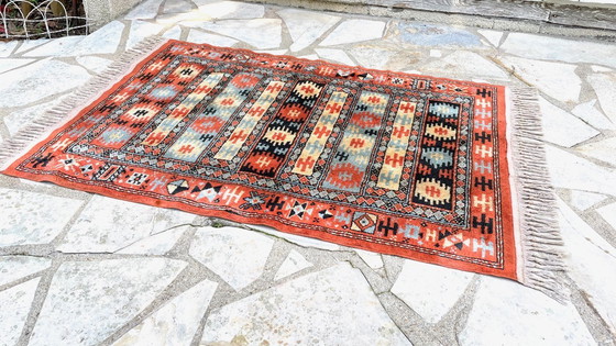 Image 1 of TAPIS Soie et Coton Vintage - 142 x 84cm
