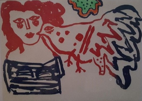 Image 1 of Corneille (CoBrA) - ‘Donna e uccello’ (Acquatinta)