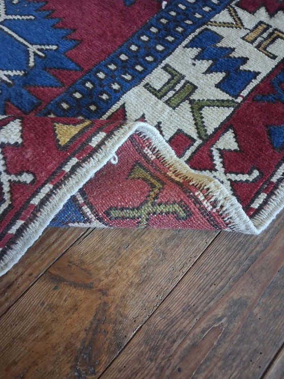 Tapis Anatolien Kars Kazak fait main 141×110cm, Coton, Laine, Multicolore (photo 9 sur 13)