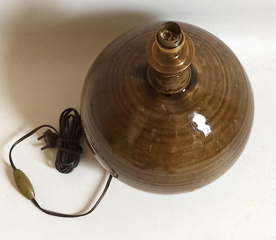 Image 1 of Geëmailleerde aardewerk lamp gesigneerd Alain Magne jaren 70