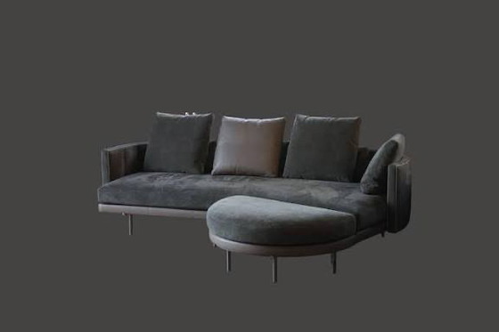 Image 1 of Minotti Torii sofá 250cm + puf cuero / ante