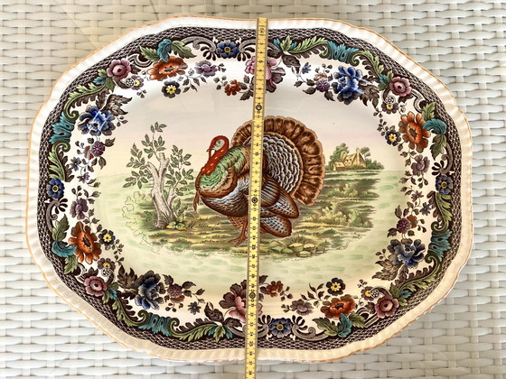 Image 1 of Oval serving platter / plate from Copeland Spode with turkey motif