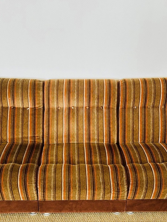 Image 1 of Vintage modulaire fluwelen bank, jaren 70, set van 5