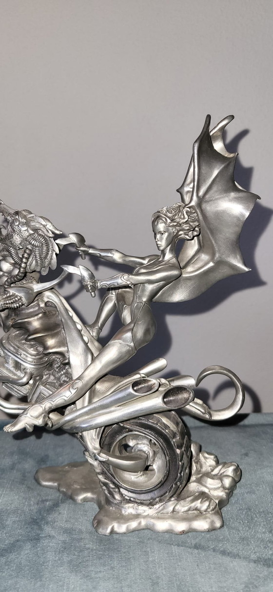 Image 1 of Passion Burns Julie Bell Franklin Mint Tin motocicletta in peltro