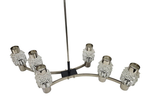 Attr. Staff Leuchten - lustre - chrome - cristal - Allemagne de l'Ouest - années 60