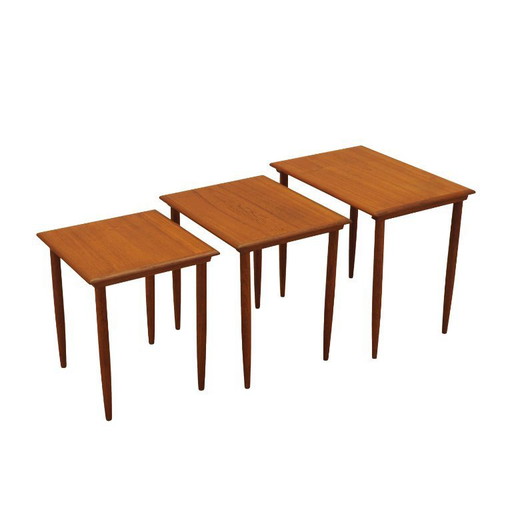 Set van teakhouten bijzettafels, Deens design, jaren 70, gemaakt in Denemarken.