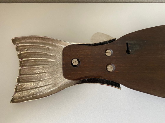 Image 1 of Large Display Flat Salmon Fish Carving Tray Vintage Art Design