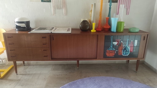 Large sideboard, mid-century by Alfred Hendrickx – dressoirs, Ceramic, Metal