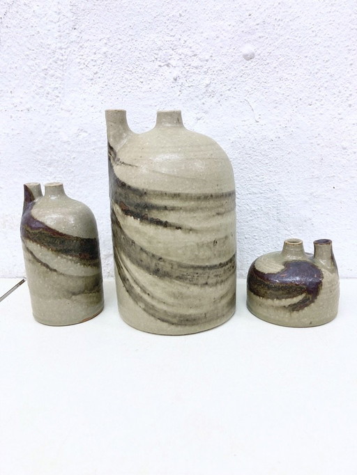 3 Vases Studio Pottery by Mobach Netherlands Design Joke Stroes 80s