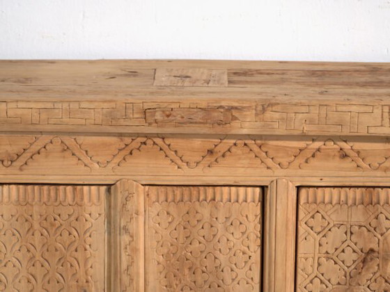 Antique carved sideboard in fir wood – China, circa 1930 – Brass (photo 36 of 40)