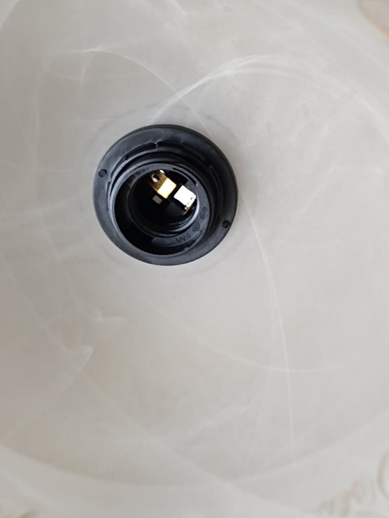 Image 1 of Paire de lustres en pâte de verre blanc et doré