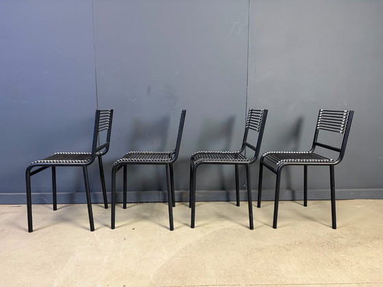 Set Of 4 Sandow Dining Chairs By Rene Herbst, 1980s – Metal (photo 6 of 9)