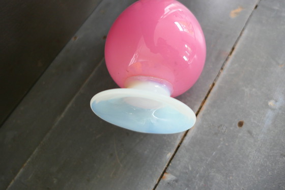 Image 1 of Vintage Opaline Vase Pink White