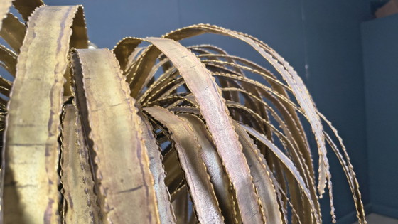 Image 1 of Lámpara de pie con forma de palmera de latón, de Maison Jansen, década de 1970.