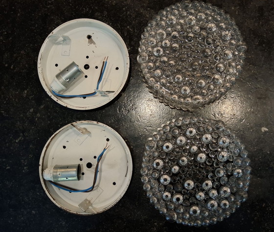 2 Vintage "bubble" glass ceiling or wall lights; Helena Tynell 1960s – Glashütte Limburg, Metal (photo 6 of 15)