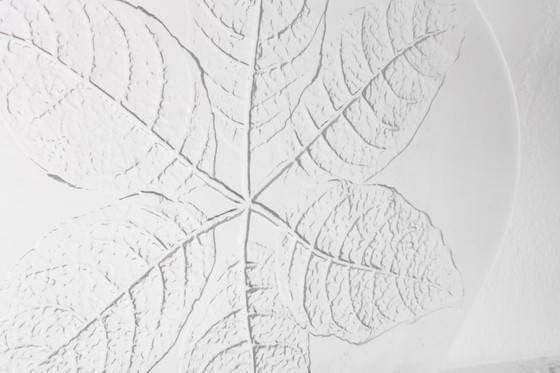 Image 1 of Large Kosta Boda Glass Cheese Platter: Vintage Leaf Design by Wärff / 1975