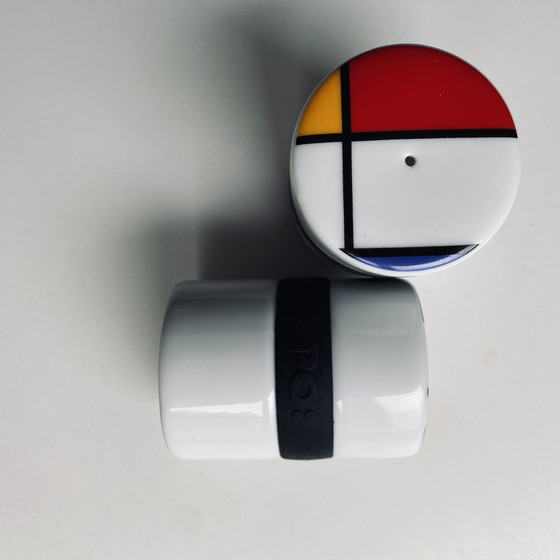 Image 1 of Ensemble sel et poivre PO vintage – design Mondrian / De Stijl – rare
