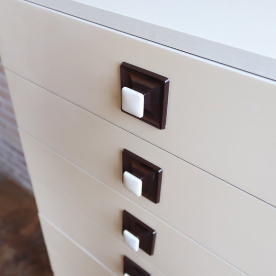 Image 1 of Vintage ladekast post modern space age bruine creme jaren 70