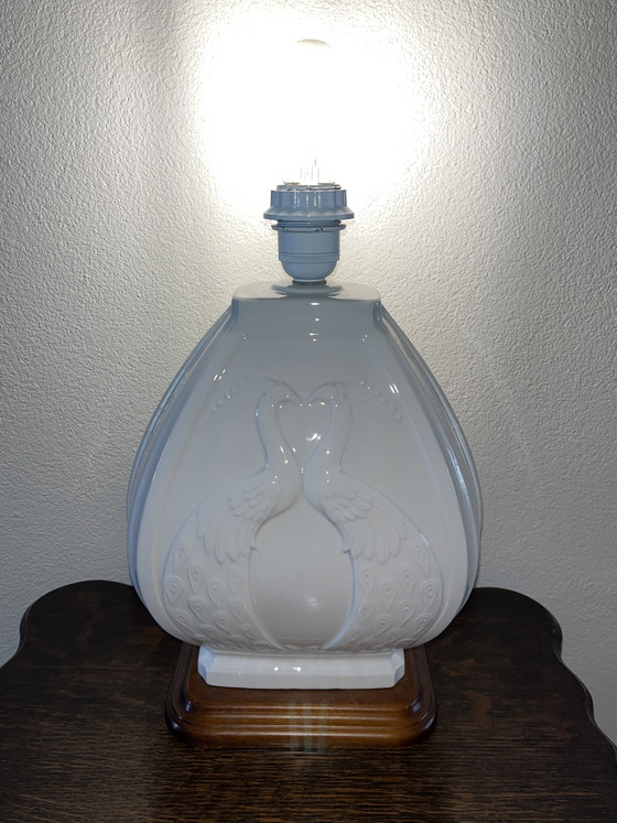 Image 1 of Vintage lampvoet met pauwen