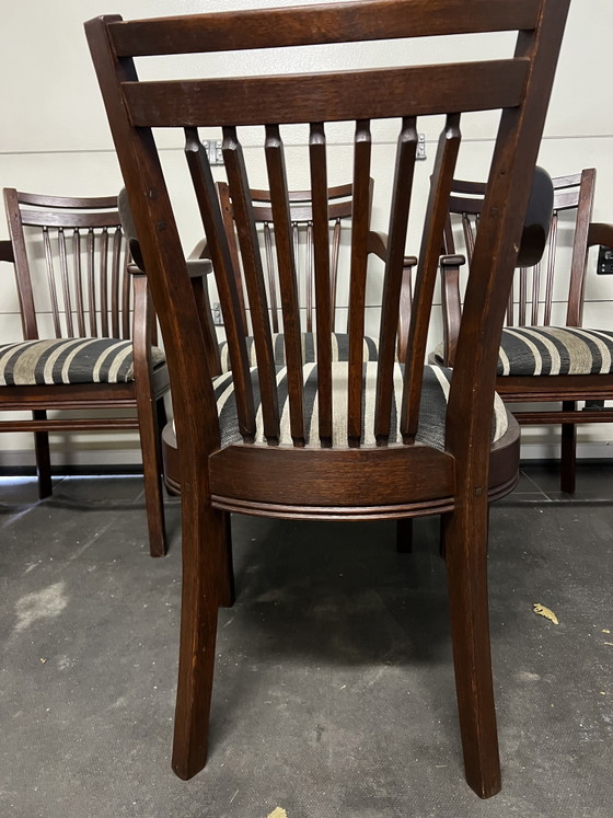 Image 1 of 6 Bannink jugendstil eetkamer armstoelen donker kersenhout 