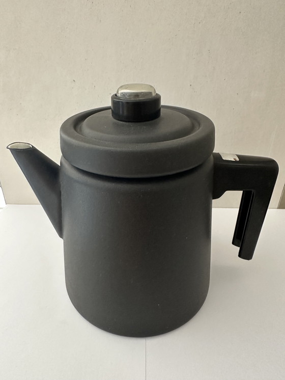 Image 1 of Arabia Finel koffiepot + percolator kleur mat zwart VINTAGE