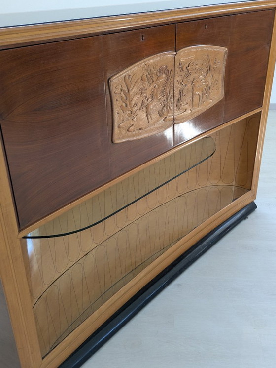 Image 1 of Dassi - Vittorio Dassi - Table d'appoint - Cristal, Bois, Laiton - Intérieur miroir