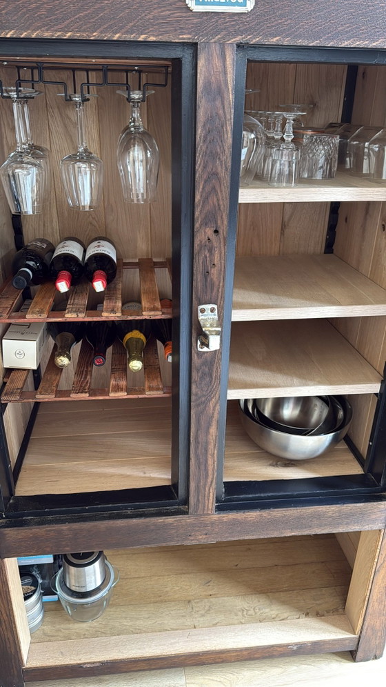 “Frigevog” armadio antico – Mobile bar, Metallo, Legno (photo 3 of 6)