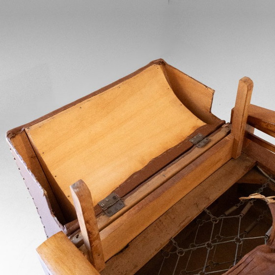1X Italiaanse Art Déco Converteerbare Fauteuil / Slaapstoel in Bruin Eco-Leer, jaren 20. – Skai (photo 15 of 20)