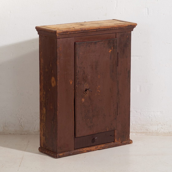 Antique painted cabinet in pine wood – Central Europe, circa 1900 – Storage cabinet (photo 4 of 40)