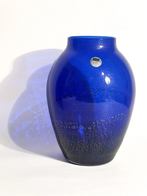 Blue Murano Glass Vase with Silver Inserts, The Glass of the Doges, 1980s – vazen (photo 2 of 7)