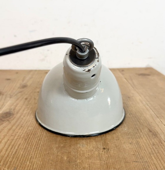 Image 1 of Industrial Grey Enamel Factory Pendant Lamp, 1960s