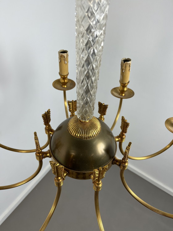Image 1 of Vintage 1940s/50s gold plated French chandelier