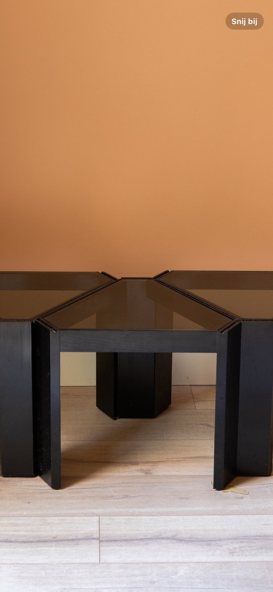 Image 1 of Porada Arredi Stackable Modular Tinted Glass Side Coffee Tables, Set of 6