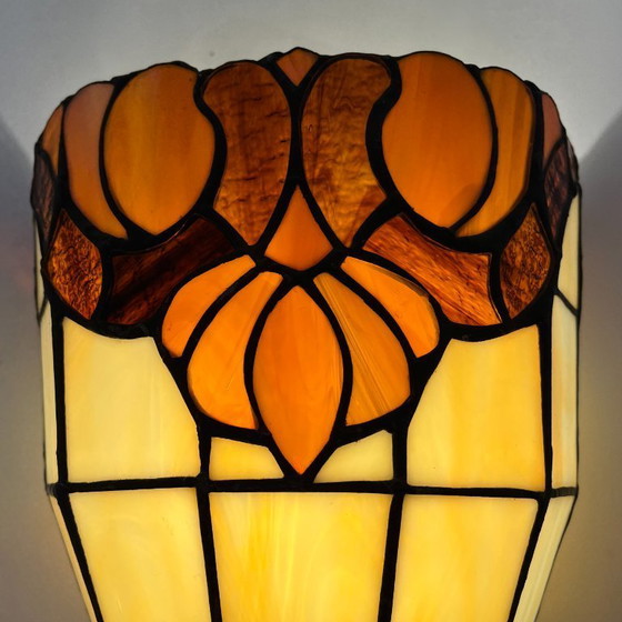 Image 1 of 2 vintage wall lamps in Tiffany style – leaded glass / Art Nouveau Revival