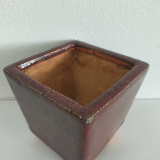 Image 1 of Ensemble de pots de fleurs vintage en céramique rouge Bordeaux