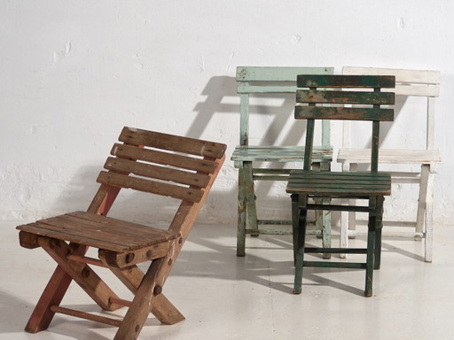 Antique children's folding chairs (c.1920). Set of 4 pieces #3 – tuinstoelen, Vintage (photo 2 of 40)