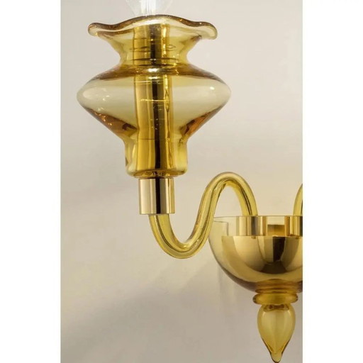Amberkleurige Murano glazen wandlamp met lineair design van Simoeng voor Simoeng