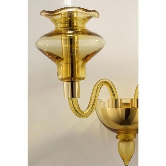 Image 1 of Amberkleurige Murano glazen wandlamp met lineair design van Simoeng voor Simoeng